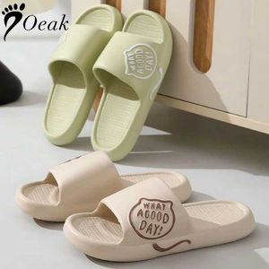 Chinelos unisex casa verão mulheres homens grosso plataforma praia plana slides macio banho dos desenhos animados sandálias massagem casal senhoras sapatos h240325