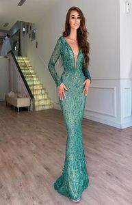 Plus Size Mermaid Prom Dresses Royal Blue sequins Elegant Long Sleeves Evening Gowns 2021 Off Shoulder Women Formal Dress4699951