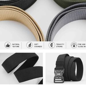 Bälten Ny Tactical Belt Metal Buckle Quick Release Elastic Belt Casual Tooling Training Belt Mens Trousers Belt YD124