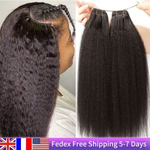 Schuss MRS HAIR Kinky Straight Human Hair Bundles Yaki Straight Bundles Remy Weft Bouncy Fluffy Natural Black #1B 1226 Zoll 100 g/Bündel