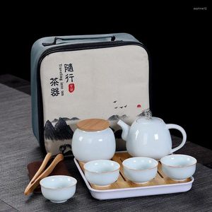 Set da tè Set di tazze da tè fatti a mano dalla forma squisita Teiere cinesi Regali per cerimonie di viaggio Gung Fu Dro