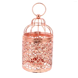 Candle Holders Vintage Decor Candlestick Gold Plated Holder Tea Light Bird Cage Home Decoration Banquet