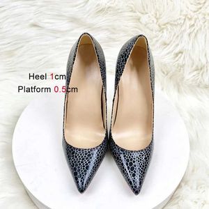 Dress Shoes New Black Stone Pattern High Heels 10CM Pointed Toe Stilettos Chic Design Vintage Party Pumps Model Show Large Size Women H240321