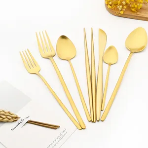 Geschirr Sets 304 Edelstahl Gold Luxus Besteck Set Besteck Gabel Messer Löffel Essstäbchen Geschirr Geschenk Drop