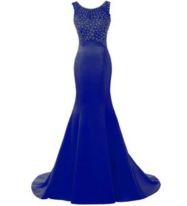 Mermaid Evening Dresses 2019 Beaded Satin Long Evening Gowns Floor Length Prom Dress vestidos de noche1375147