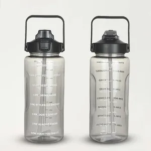 Water Bottles With Straw 67 Oz / 2l Bottle B P A Free Innovative 2-In-1 Lid Sports Times To Drink Motivational