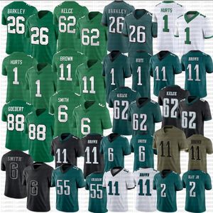 Kelly Green Jason Kelce Jalen Hurts Saquon Barkley Jersey de futebol AJ Brown Devonta Smith Bryce Huff Dawkins Nolan Jalen Carter Goedert Slay Jr Graham