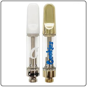 ゴールドホワイトクッキーアトマイザーセラミックガラスゴールデンプレミアムベイプカートリッジ0.8ml 1.0ml 510スレッド空の蒸気覆いカートが泡立っています