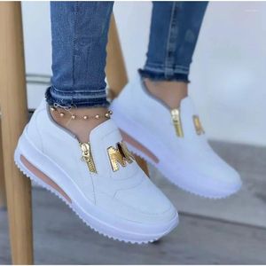 Sapatos casuais femininos tênis m impresso lado zíper plataforma plus size vulcanizado zapatillas mujer sapato plataforma feminino