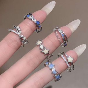 Легкое роскошное двухслойное открытое кольцо со звездой и цирконом, элитное модное индивидуальное кольцо