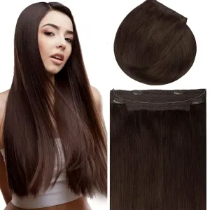 Extensions klipp i mänskliga hårförlängningar 100% riktiga fisklinje hårstycken brasiliansk hårstandard inslag rak mjuk färg#2 mjuk för kvinnor