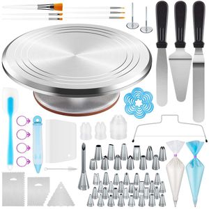 Kootek 177-teiliges Zubehör-Set – drehbarer Drehteller aus Aluminiumlegierung, nummerierte Kuchendekorationsspitzen und Zuckerguss-Werkzeuge zum Backen von Cupcakes, Keksen, Muffins, in der Küche