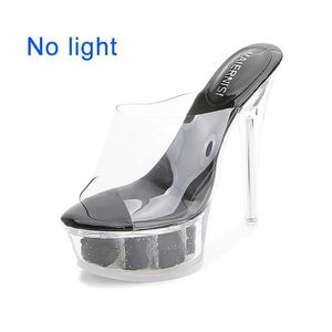 Dress Shoes Crystal Slippers Women Super High Heels Plus Size Catwalk Transparent Sandals Pole Dance Platform Wedding H24032157R25KPY