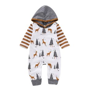 Neonato Cartoon Tuta Neonato Natale Cervo Albero Con cappuccio Pagliaccetto Ragazzo Tutina a righe Bambini Casual Bambina Body 2336502