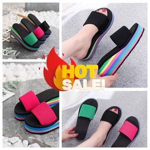 Tofflor kvinnors ensidiga flip flops sommar tjocka sula sandaler höga klackar t yttre kläder casual strand slitage gai flip-flo plattform svart färgglada fiskrosa rosa utomhus