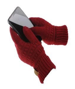 Keep hands warm to use phone CC Touch Screen Gloves 8 Colors Winter Knitted Warm Full Finger Mittens Party Supplies7630586