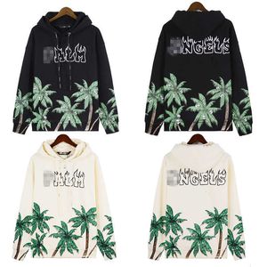 Chaopai Palm Angel Coconut Tree Skeleton Flame Letter Cut Hooded Sweater Mens and Womens Hoodie Coat