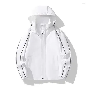 Erkek ceketleri n dayanıklı 2024 bahar iki çizgili ceket çift kat su geçirmez trend marka ince Kore sürümü kapşonlu k