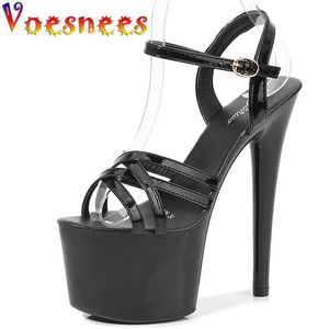 Dress Shoes Patent Leather Stripper Heels Girls Shoe for Party Club Women Sexy Show Sandals 15 17 CM High Platform Pumps H240325