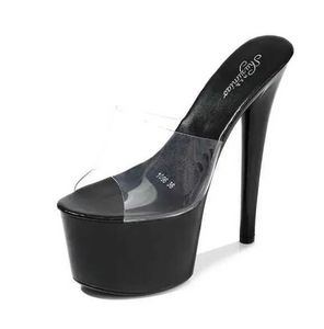 Dress Shoes 2021 Summer Platform Sandals Women Sexy PVC Transparent Slim Ultra High Heels 17CM Sandale Female Pole DancingA2OS H240321