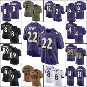 22 Derrick Henry Lamar Jackson Mark Andrews Justin Tucker Football Jersey Roquan Smith Kyle Hamilton Zay Flowers Dobbins Ray Lewis Odell Beckham Jr