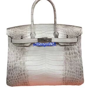 Tygväskor Himalaya Crocodile Handbag äkta Himalayan Nile Crocodile Leather Bag Hand sydd lyxig kvinnors väska bärbar stor kapacitet har logotyp hbq5fk