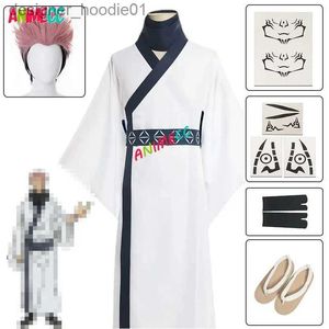 cosplay Costumi Anime ANIMECC Ryomen Sukuna parrucca di ruolo tatuaggio kimono giapponese set floreale uniforme di carnevale di HalloweenC24320