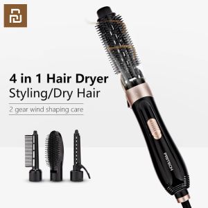 Borstar YouPin Pritech 4 i 1 hårtork Brush Professional Dryer rätning Borste Electric Hair Styling Tool Automatic Hair Curler