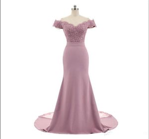 Nowe przybycie różowe czapki na szyję rękaw w stylu koronki koronkowe aplikacje z koralikami syrena druhna sukienki imprezowe sukienki vestido de festa8047050