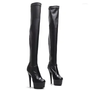 Dance Shoes Women's 15CM/6Inches PU Upper High Heel Platform Thigh Boots Closed Toe Pole 036