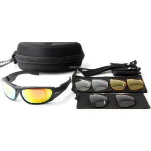 Okulary spolaryzowane taktyczne okulary na świeżym powietrzu Sport Airsoft strzelanie do łowek polowania z 4 wymiennymi obiektywami armii piesze okulary przeciwsłoneczne