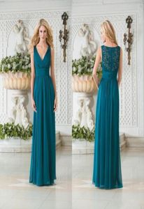 Vintage V Neck Teal Verde Chiffon Plus Size Longo Vestidos de Dama de Honra Lace Oco Voltar Vestidos de Dama de Honra Vestidos Baratos 8257846