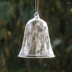 Christmas Decorations 12pcs/pack 8 10cm Bell Shaped Glass Pendant Home Decoration Silver Gold Sheet Tree Hanger Hanging Ornament