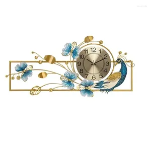 Wall Clocks Art Peacock Clock Modern Luxury Large Living Room Decoration Creative Digital Silent Watch Metal Home Decor