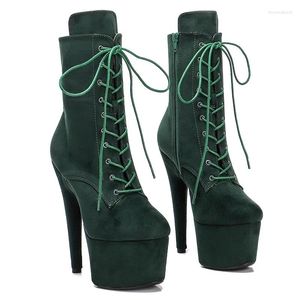 Tanzschuhe Mode Sexy Modell Zeigt Wildleder Obermaterial 17 CM/7 Zoll/20 CM Damen Plattform Party High Heels Pole Stiefel 025