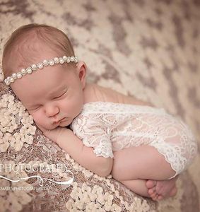 Newborn Pography Props Christmas Baby Girl Lace Romper White and black without headband Po Outfits onesies onepiece rompers9758369