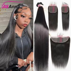 Closure Straight Bundles With Closure 4x4 6x6 5x5 Lace Closure With Bundles Remy Brazilian Bundles 30 40 Inch With 13x4 Lace Frontal
