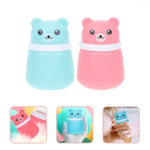 Makeup Sponges 2st After-Bath Powder Puff Box Bear Shaped Empty Body Container Dispenser Case With For Home Travel