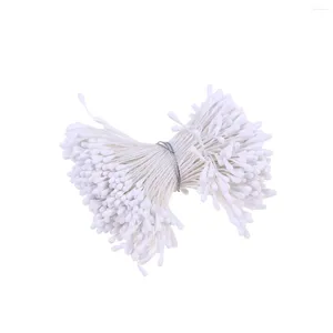 Flores decorativas 400pcs/conjunto Flor Stamen Floral artificial em pérolas para fazer decoração de scrapbook (branco) Casamento