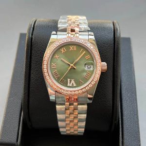 À prova d 'água de alta qualidade linda moda feminina relógio 31mm diamante data rosa ouro pulseira de aço inoxidável relógios mecânicos automáticos senhoras vestido relógio de pulso