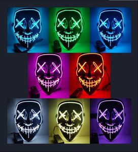 Maschera horror di Halloween Maschere luminose a LED Maschere di spurgo Elezioni Mascara Costume DJ Party Maschere illuminanti Glow In Dark 10 colori 2638376