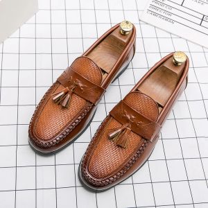 Skor Slip On Dress Shoes For Men Formal Shoes Business Man Loafers Elegant Social Shoe Mane Flat Spring Footwear Plus Size 3848