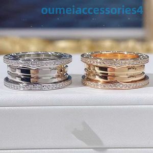 2024 Designer Luxury Brand Jewelry Band Rings Spring Set Double Sided Diamond Par för män och kvinnoälskare i samma stil 18K Rose Gold Ring