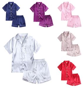 Kid Pajamas Sleepwear Clothing Set Boy Girl Short Sleeves With Pocket Shorts 2 Pcs Summer5003487