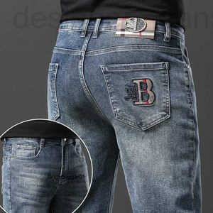 Herren Jeans Designer Herbst und Winter Neue leichte Luxus Koreanische Ausgabe Dicke elastische Füße Slim Fit Mode Rauchgrau B Home KL6Y