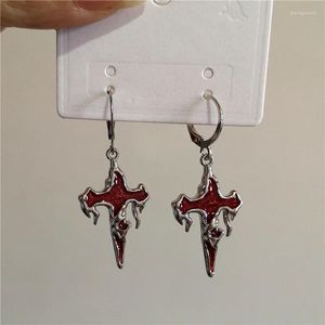 Dangle Earrings Red Cross Gothic Punk Women Hip Hop Fashion Hook Pendant Eardrop Wedding Halloween Parts Giftsアクセサリー