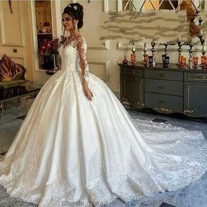 Abiti da sposa in raso musulmano di lusso a maniche lunghe 2020 Abito da ballo abito da sposa abito da sposa abito da sposa corte abiti da boda