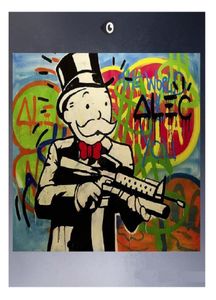 Oprawione bezzrębowe ogromne niesamowite wysokiej jakości ręcznie malowane wystrój domu Alec Monopoly Graffiti Pop Art Wall Palancing na płótnie 9000199