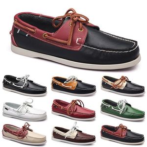 Mens Casual Shoes Black Leisures Silvers Taupe Dlives Brown Grey Red Green Walking Low Soft Multis Leather Men Sneakers Outdoor Trainers Boat Shoes Breattable AA093