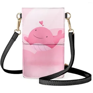 Shoulder Bags Cute Dolphin Printed Pockets For Teen Kawaii Animal Casual Portable Long Pink Pouches Trend Durable Placed Money Cell Phone